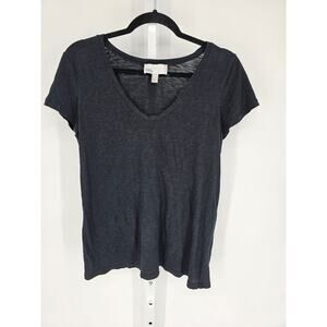 Nordstrom Rack Women's Black Short Sleeve V-neck Cotton-Modal Top Size M